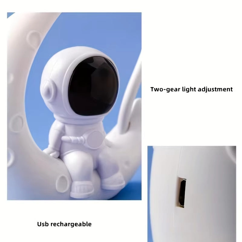 Creative Moon Astronaut LED Nightlight – Modern Desk Lamp for Bedroom & Gift Decor