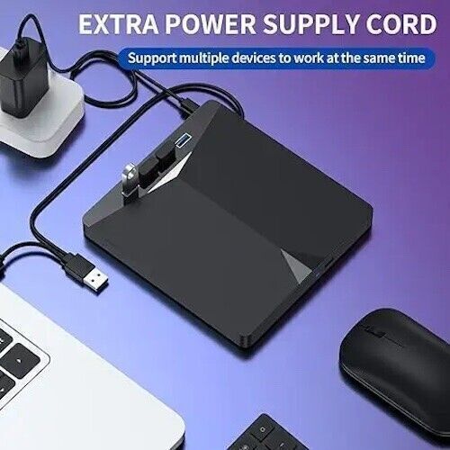 7-in-1 External USB 3.0 DVD CD RW Drive – Writer, Burner, Player with USB Hub & Card Reader