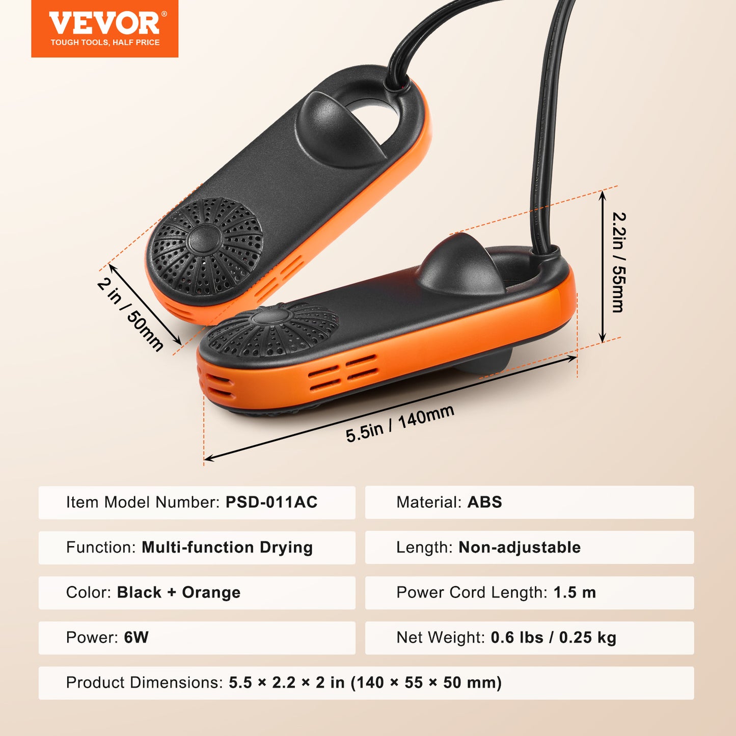VEVOR Portable Boot & Shoe Dryer – Auto Temperature, Fireproof, Fast Drying for Shoes, Gloves & Socks