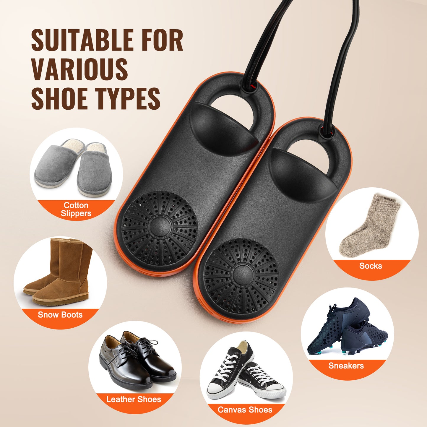 VEVOR Portable Boot & Shoe Dryer – Auto Temperature, Fireproof, Fast Drying for Shoes, Gloves & Socks